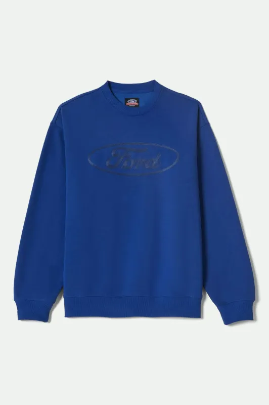 Ford Number One Relaxed Fleece Crew - Ford Blue sold by Brixton