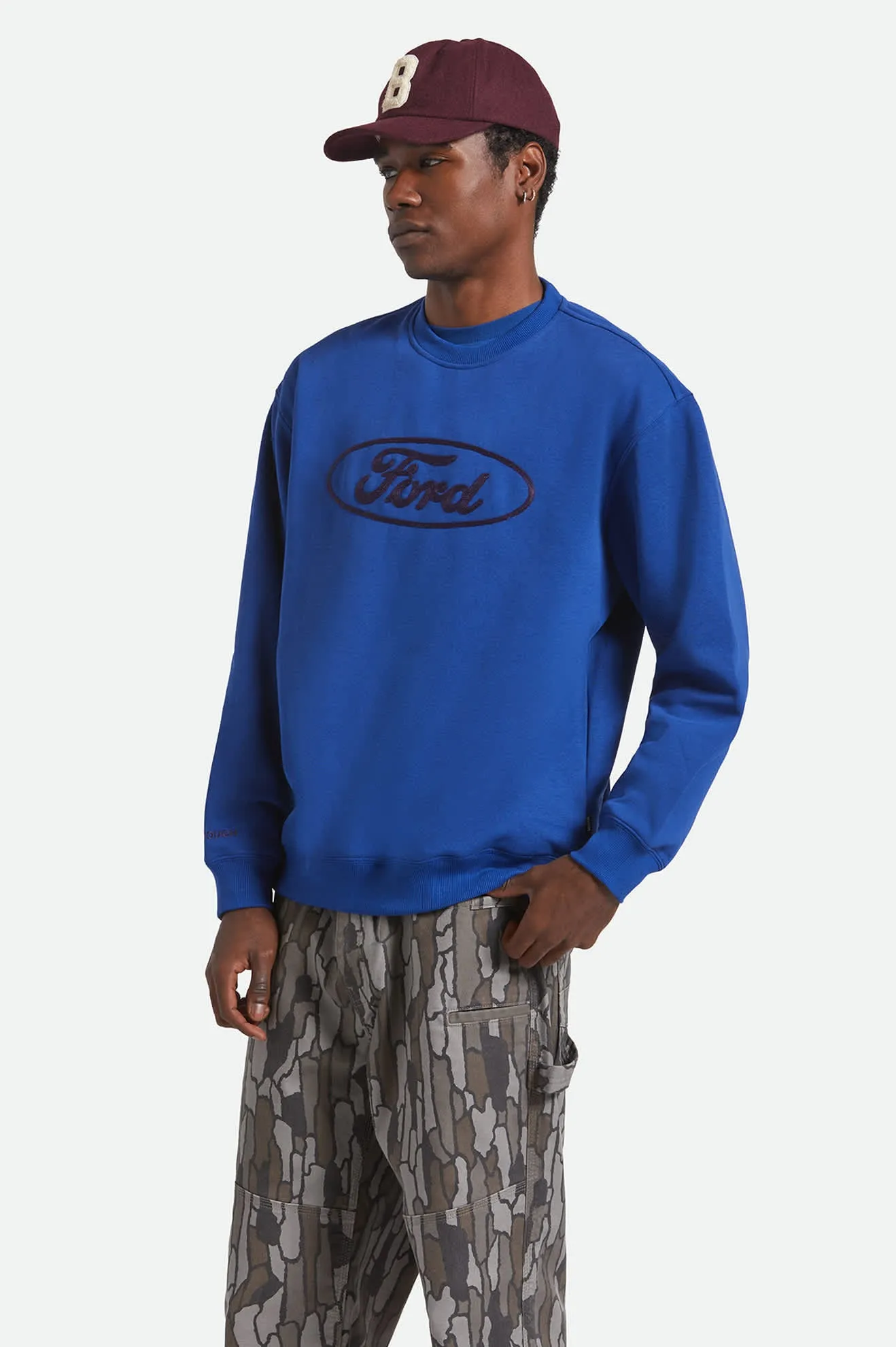 Ford Number One Relaxed Fleece Crew - Ford Blue sold by Brixton product image thumbnail 2