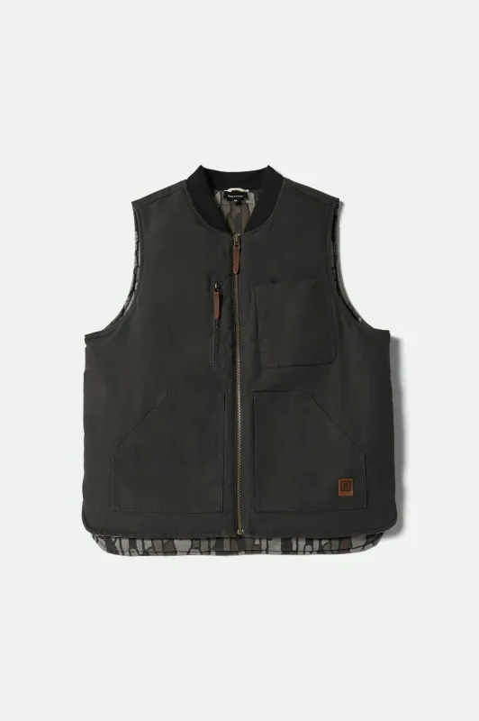 Builders Abraham Reversible Vest - Bark Camo sold by Brixton