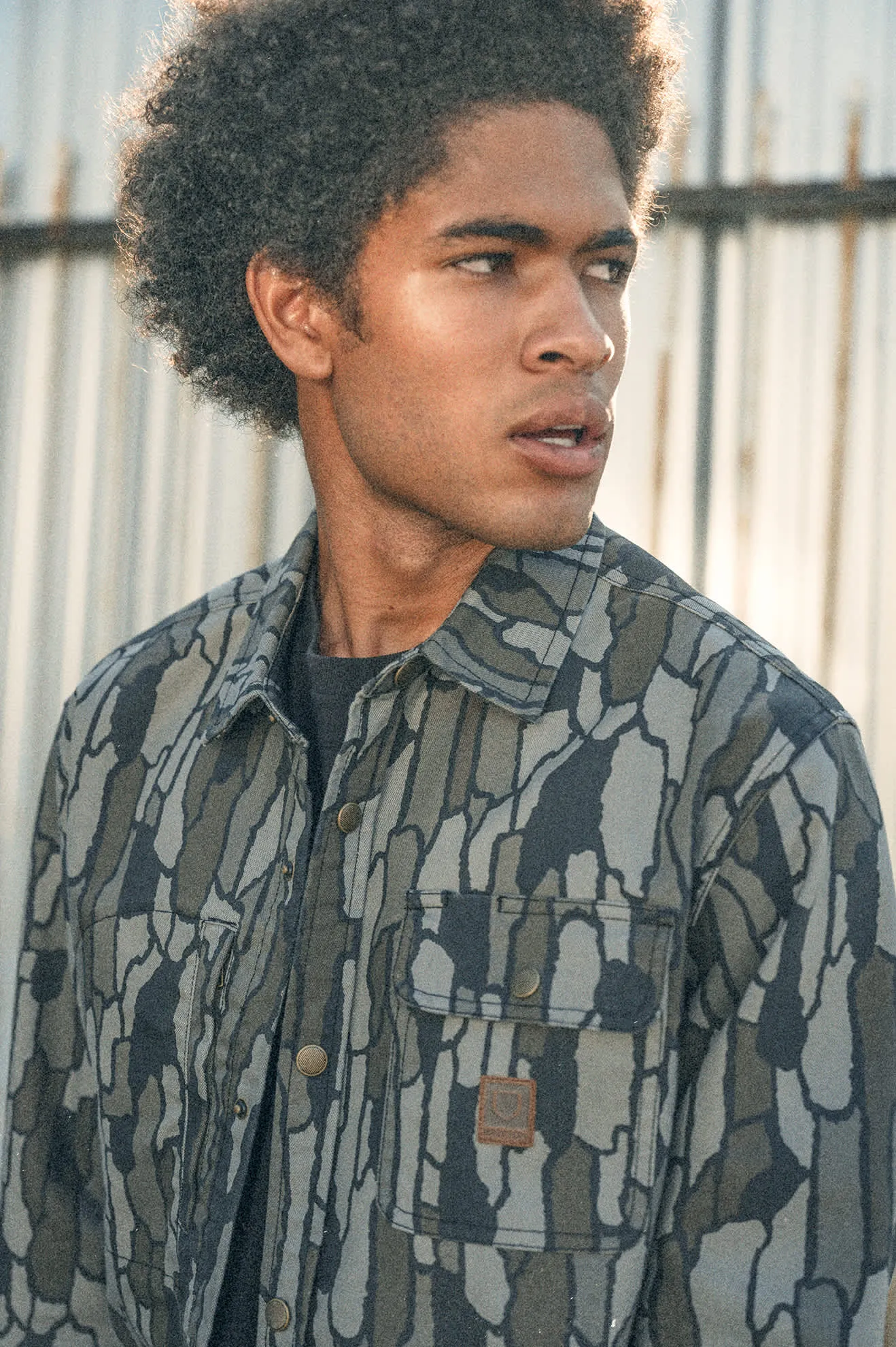 Builders Stretch L/S Overshirt - Bark Camo sold by Brixton product image thumbnail 5