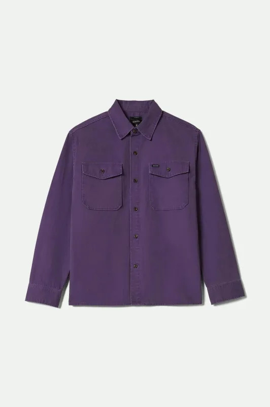 Herringbone Relaxed L/S Overshirt - Punk Purple Herringbone sold by Brixton