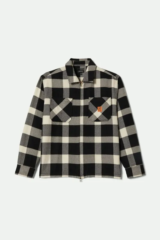 Union Full Zip Flannel - Off White/Black sold by Brixton