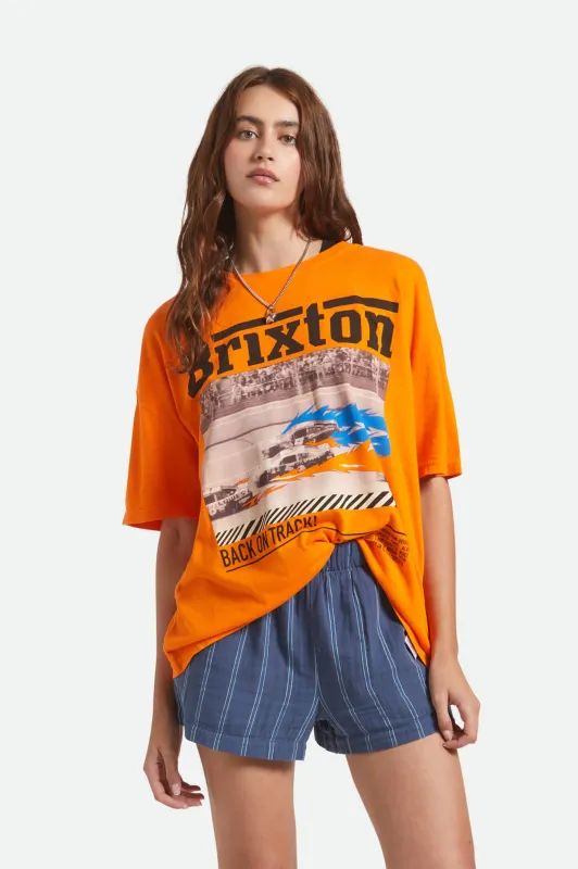 Back On Track Oversized Boyfriend T-Shirt - Permission Orange sold by Brixton