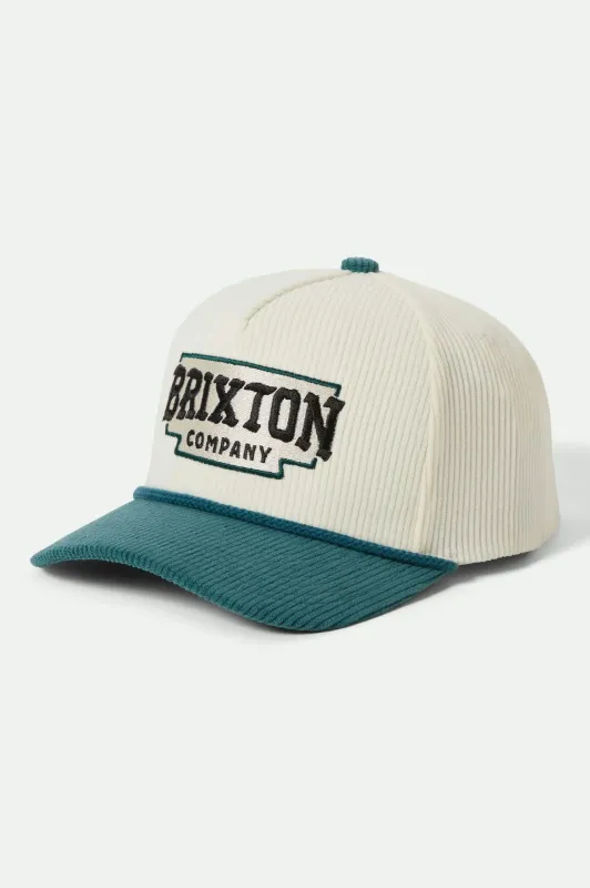 Pierson Netplus Snapback - Night Sage/Off White Corduroy sold by Brixton