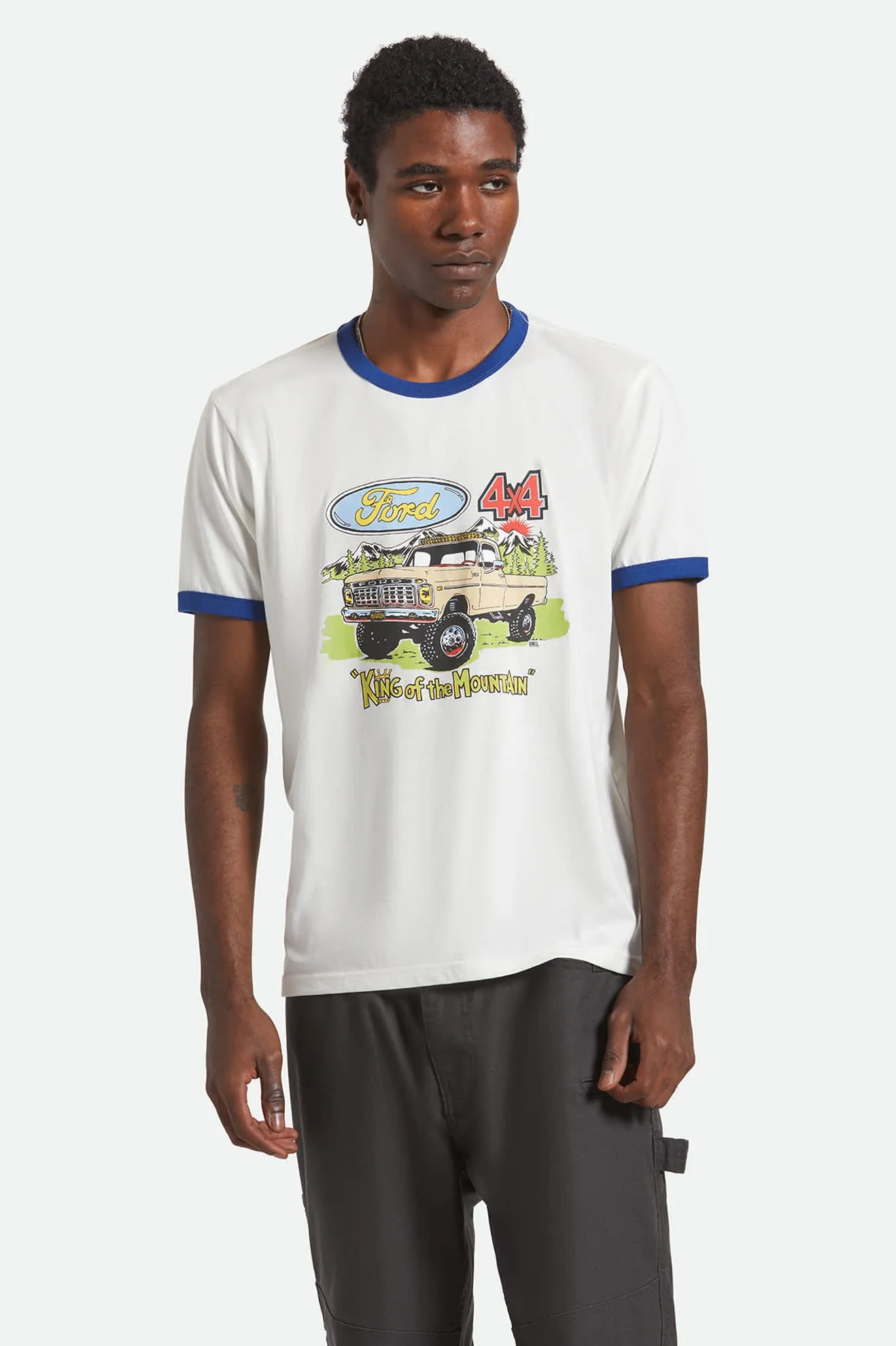 Ford King Of The Mountains S/S Ringer T-Shirt - Wimbledon White sold by Brixton product image thumbnail 2