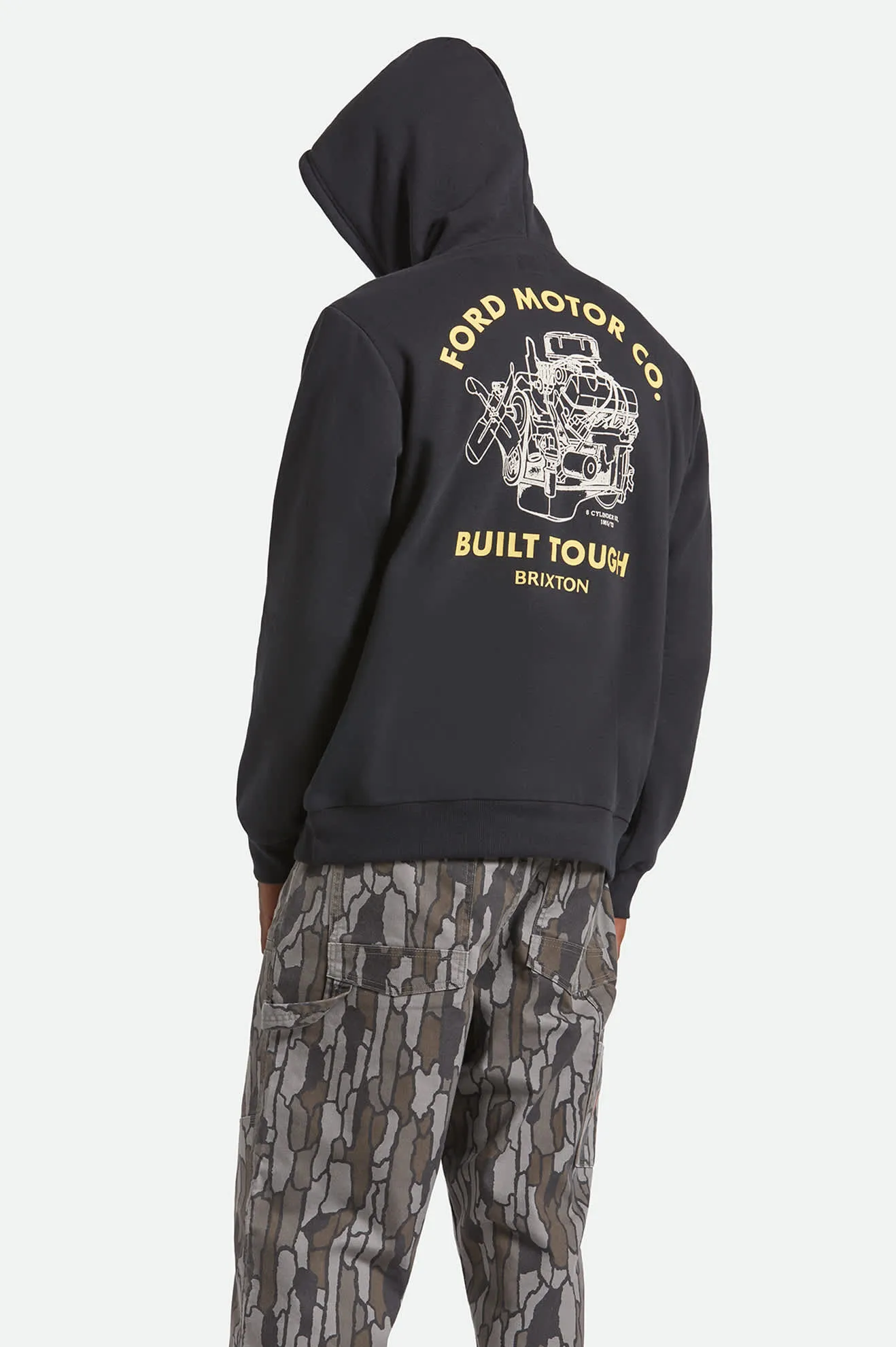 Ford Built Tough Fleece Hoodie - Burnt Rubber sold by Brixton product image thumbnail 4