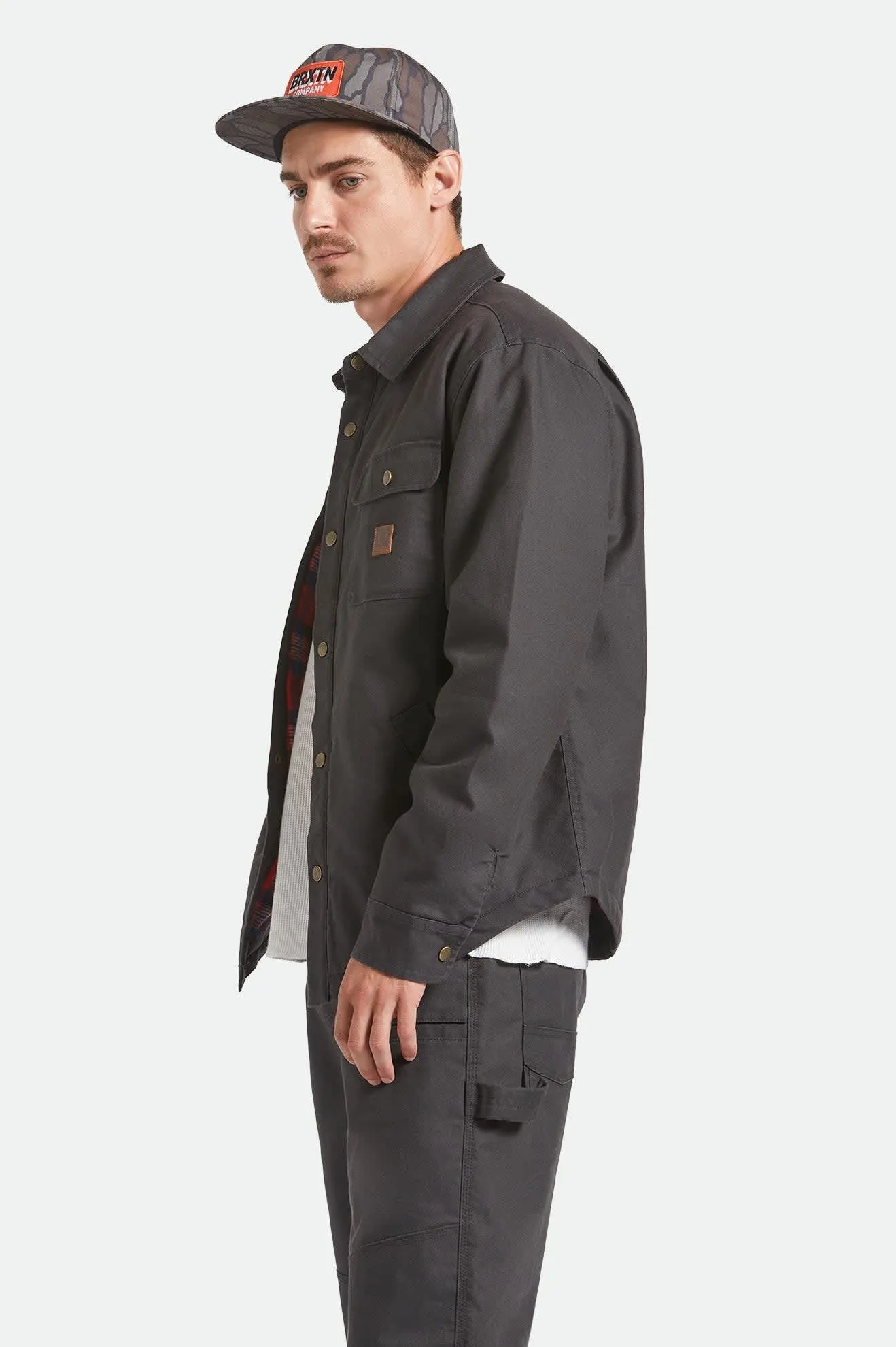 Builders Stretch Flannel Lined Jacket - Washed Black/Red sold by Brixton product image thumbnail 3