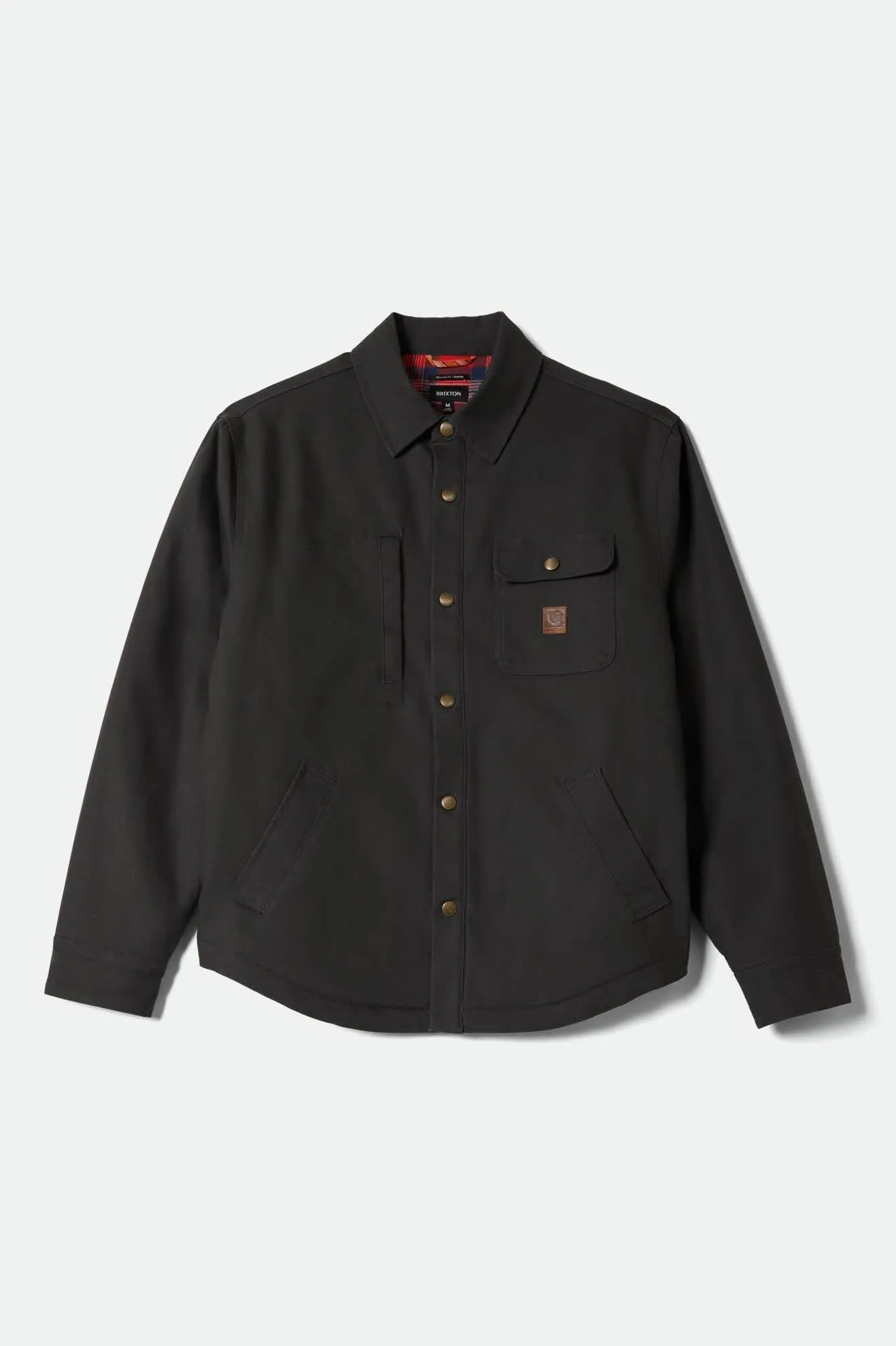 Builders Stretch Flannel Lined Jacket - Washed Black/Red sold by Brixton