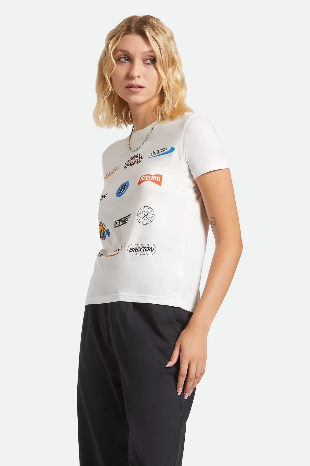 Racing Patches Crew T-Shirt - Off White sold by Brixton product image thumbnail 3