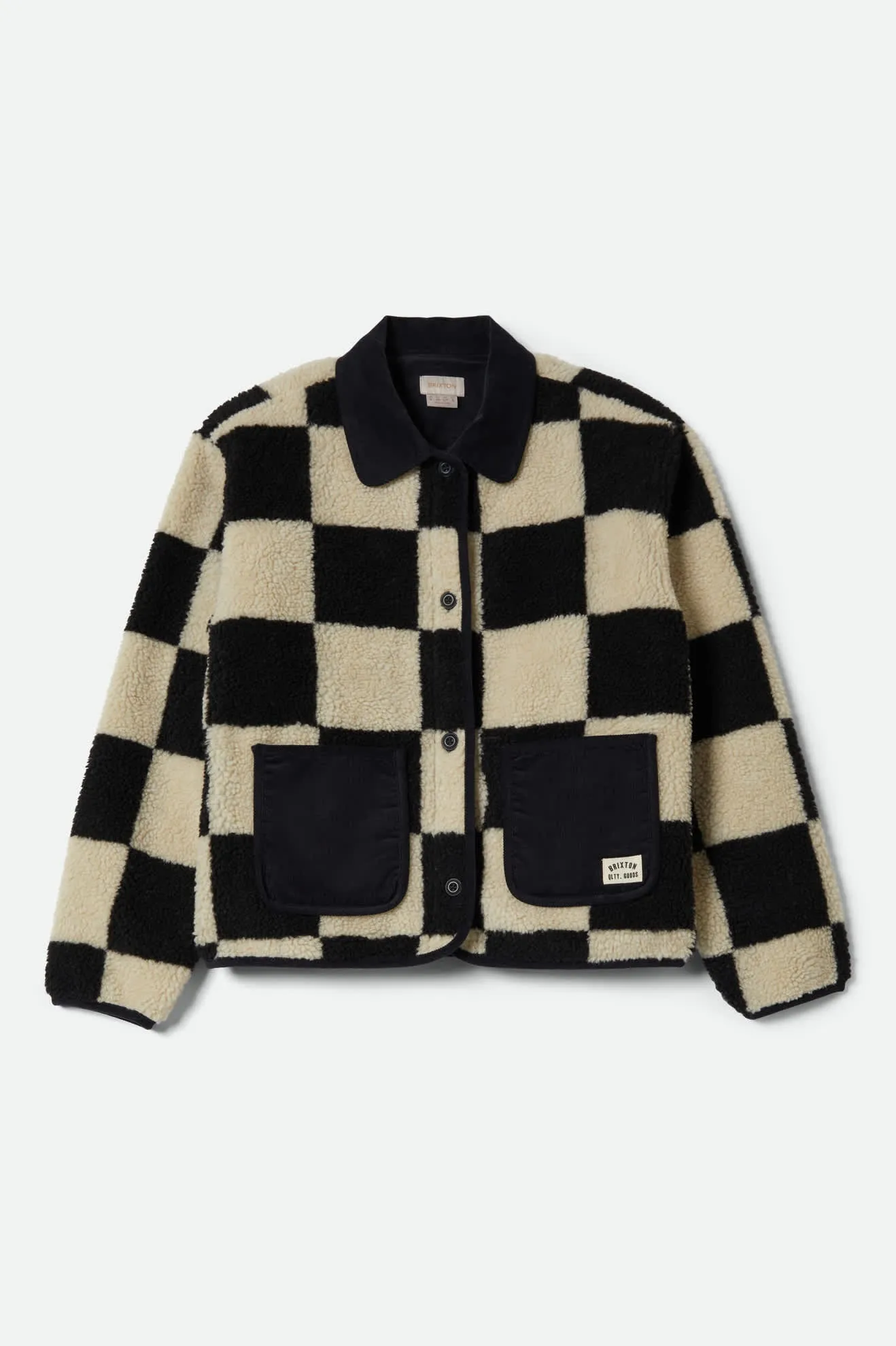 Delilah Sherpa Jacket - Black/Natural Finish Line Checker sold by Brixton product image thumbnail 2