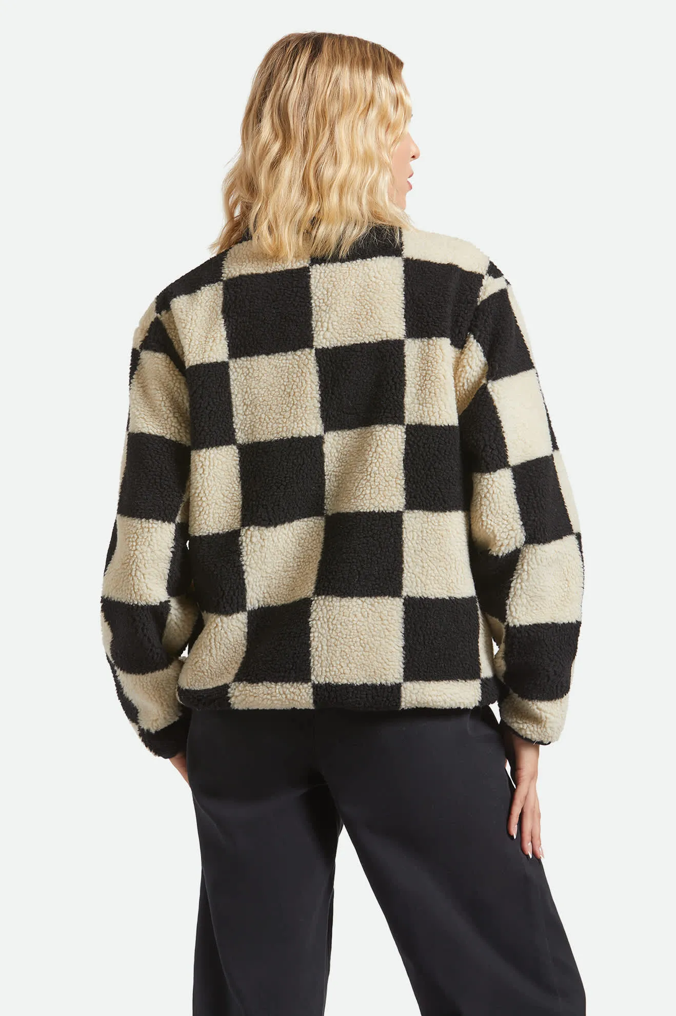 Delilah Sherpa Jacket - Black/Natural Finish Line Checker sold by Brixton product image thumbnail 4