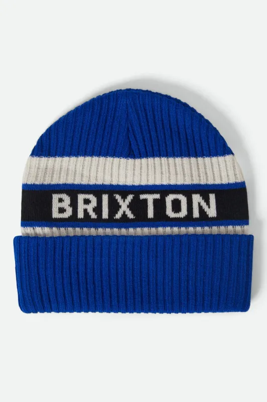 Rainier Striped Beanie - Royal/White/Black sold by Brixton