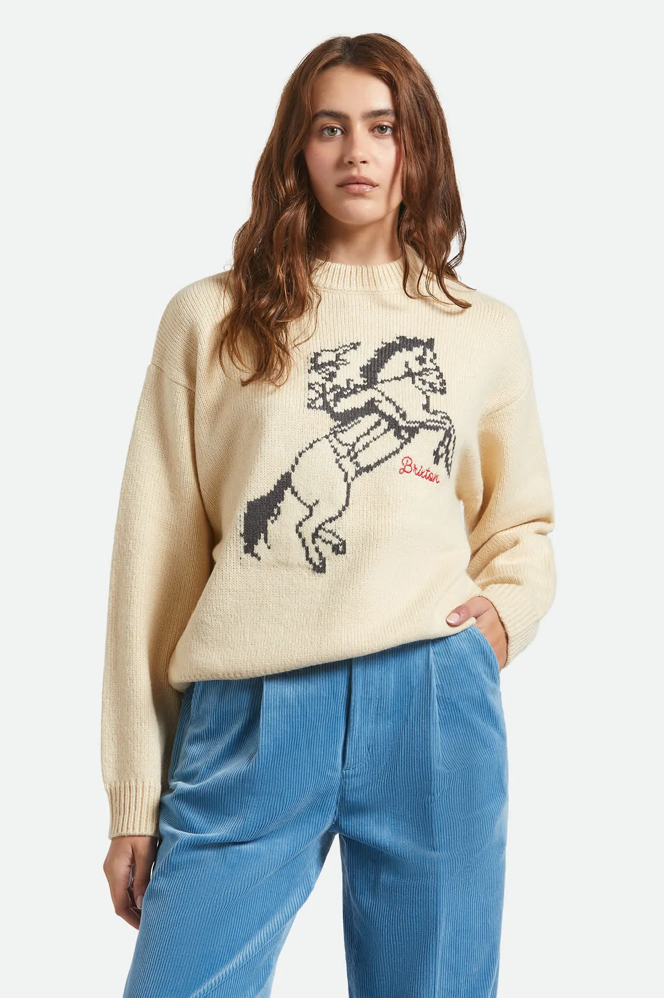 Brixton Ranching Club Crew Sweater - Whitecap sold by Brixton
