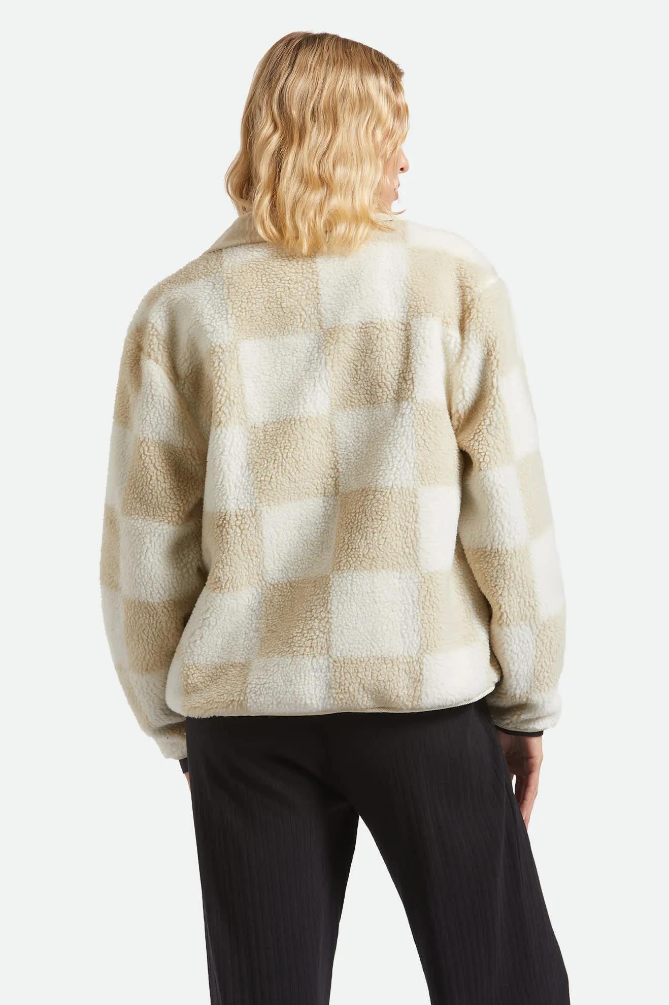 Delilah Sherpa Jacket - White/Natural Finish Line Checker sold by Brixton product image thumbnail 4