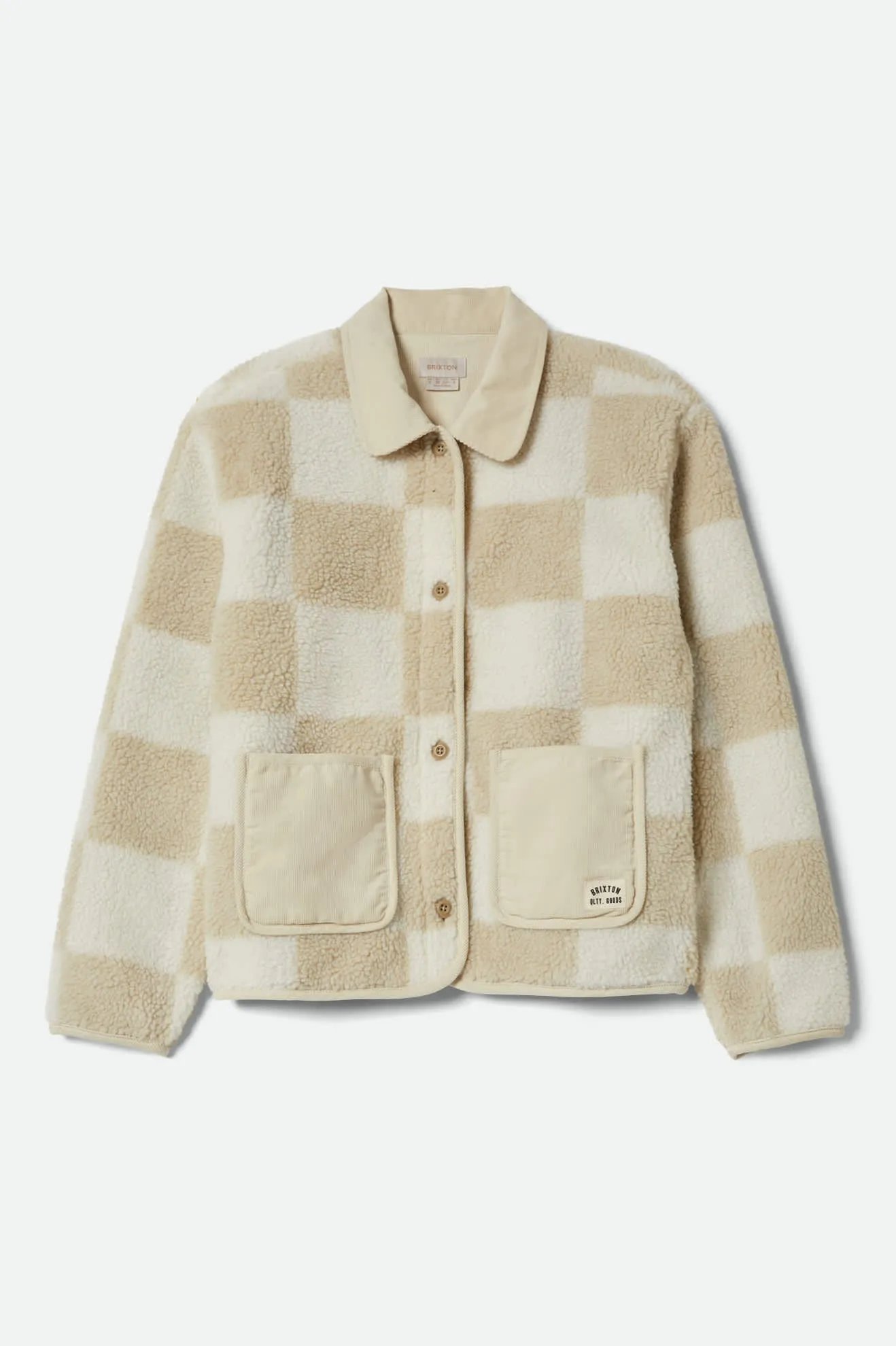 Delilah Sherpa Jacket - White/Natural Finish Line Checker sold by Brixton product image thumbnail 2