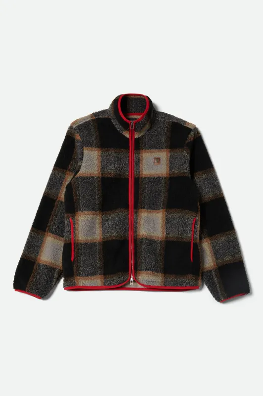 Buffalo Plaid Sherpa Full Zip - Black/Cream sold by Brixton