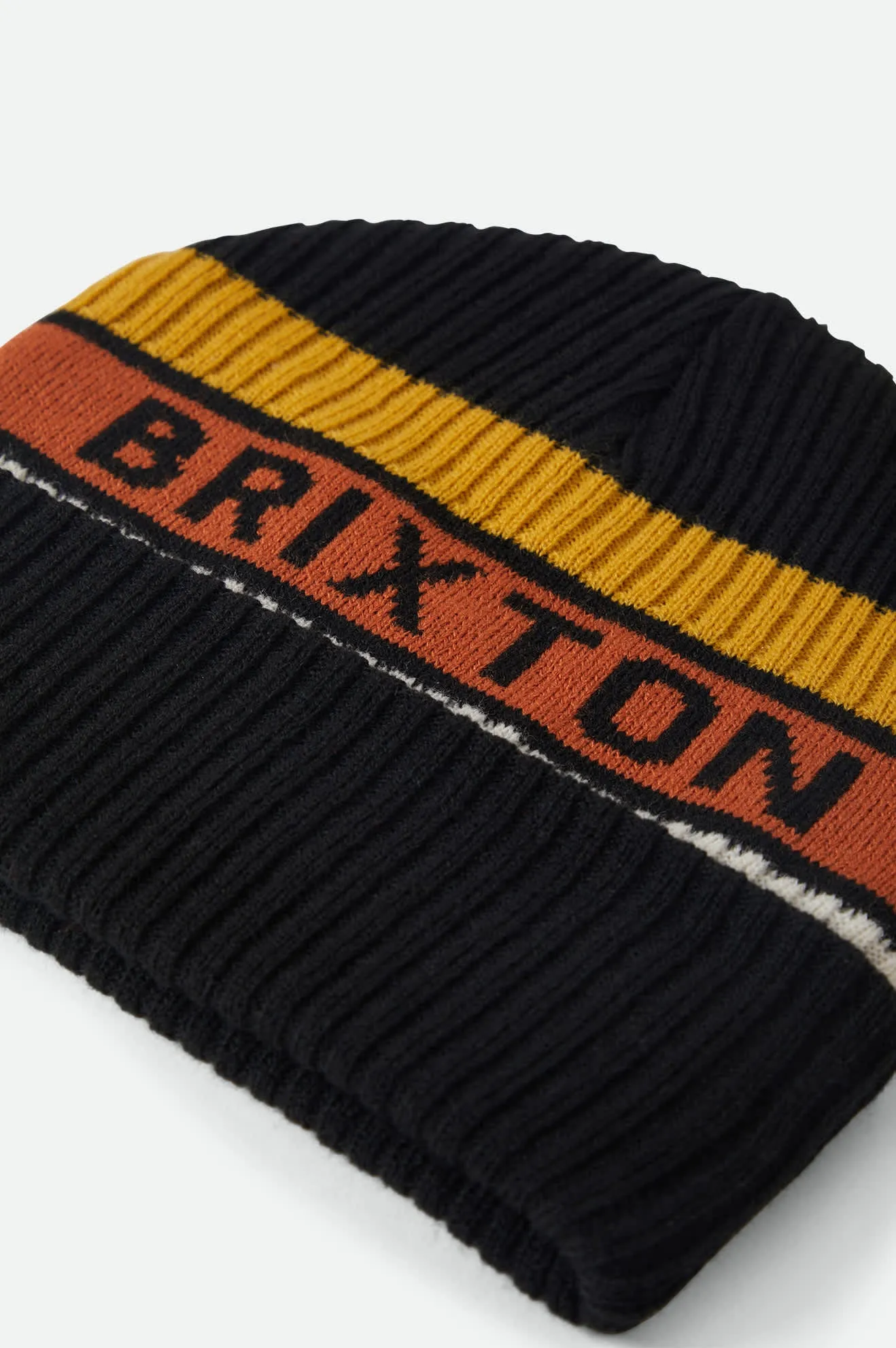 Rainier Striped Beanie - Black/Yellow/Orange sold by Brixton product image thumbnail 3