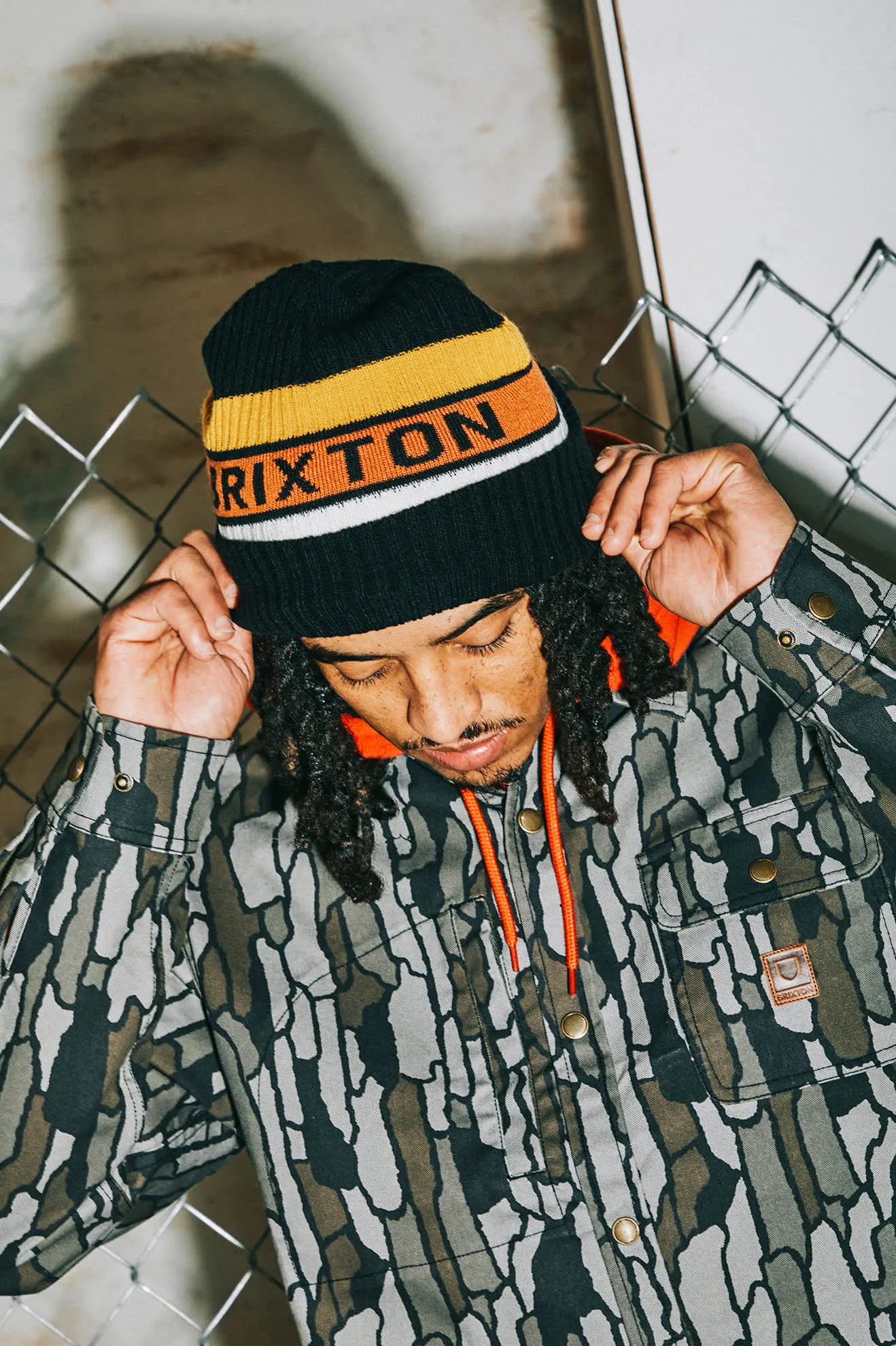 Rainier Striped Beanie - Black/Yellow/Orange sold by Brixton product image thumbnail 2