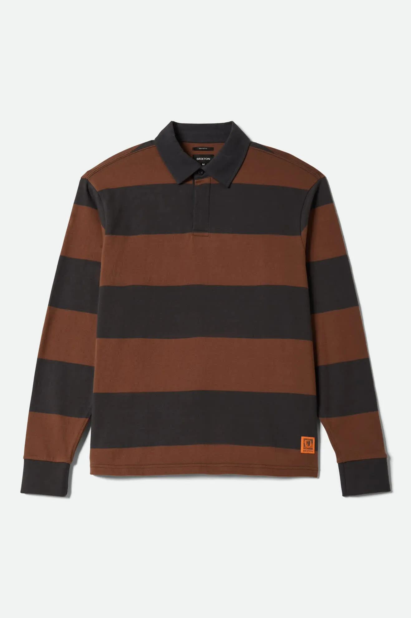 Union Heavyweight Rugby Polo - Washed Black/Pinecown Brown sold by Brixton