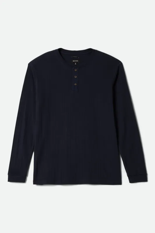 Vintage Ribbed L/S Henley - Washed Navy sold by Brixton