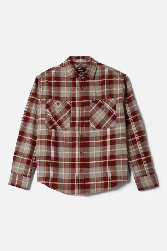 Vintage Wash Flannel - Maroon Red/Beige/Green sold by Brixton