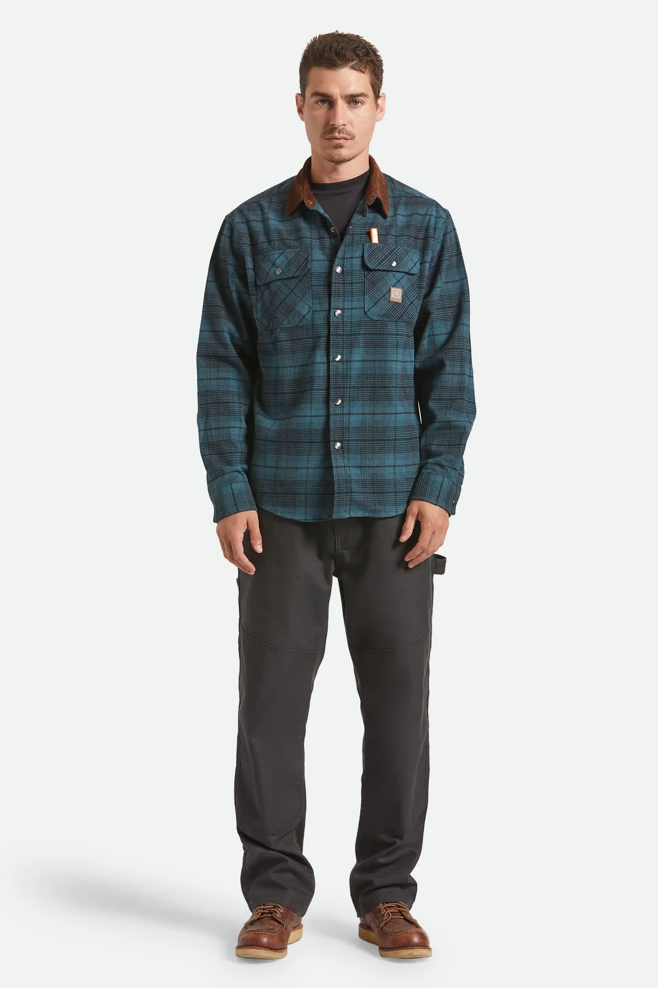 Builders Bowery Performance Flannel - Night Sage/Black sold by Brixton product image thumbnail 5
