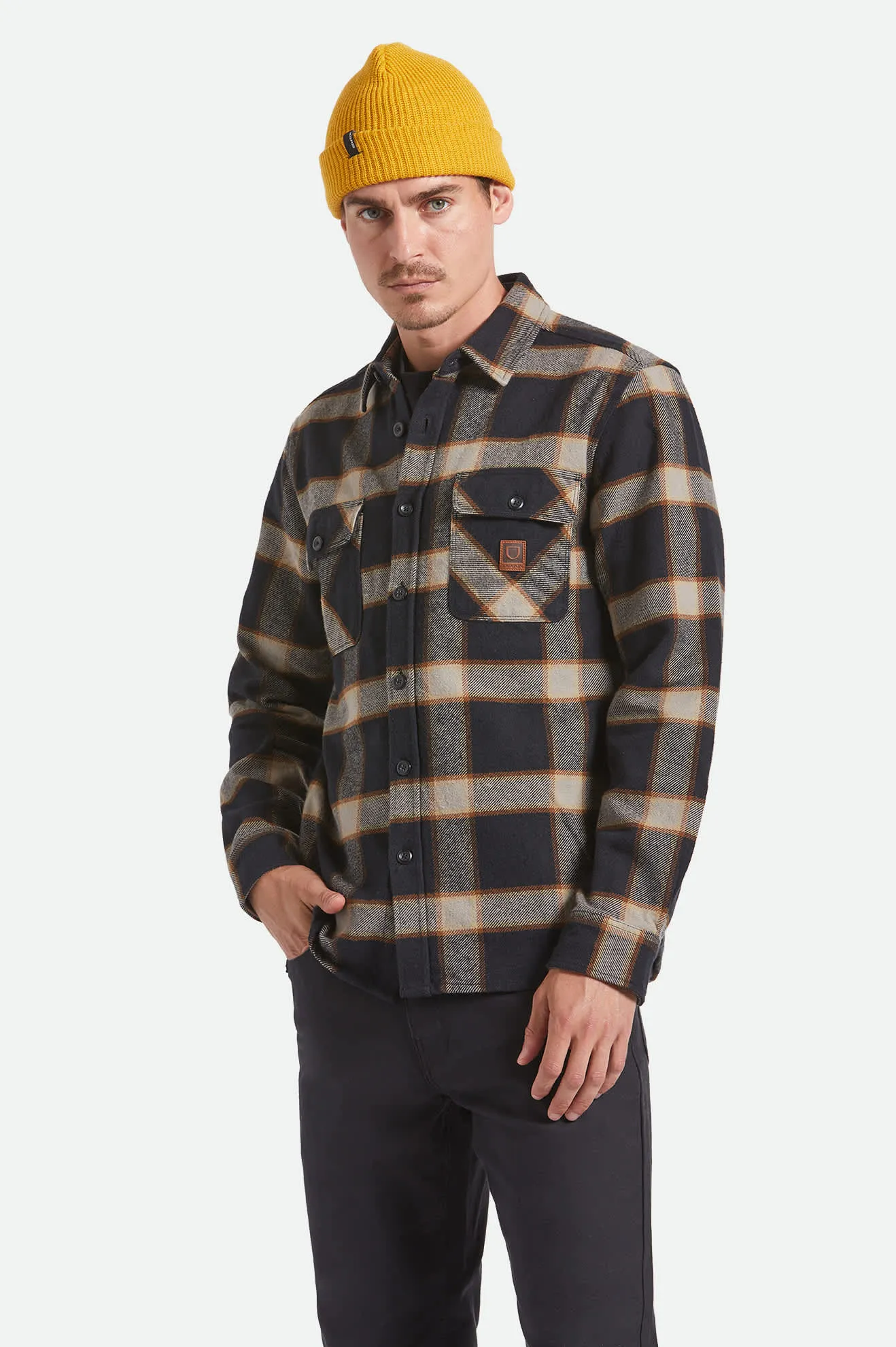 Bowery Heavyweight Flannel - Black/Cream sold by Brixton product image thumbnail 2