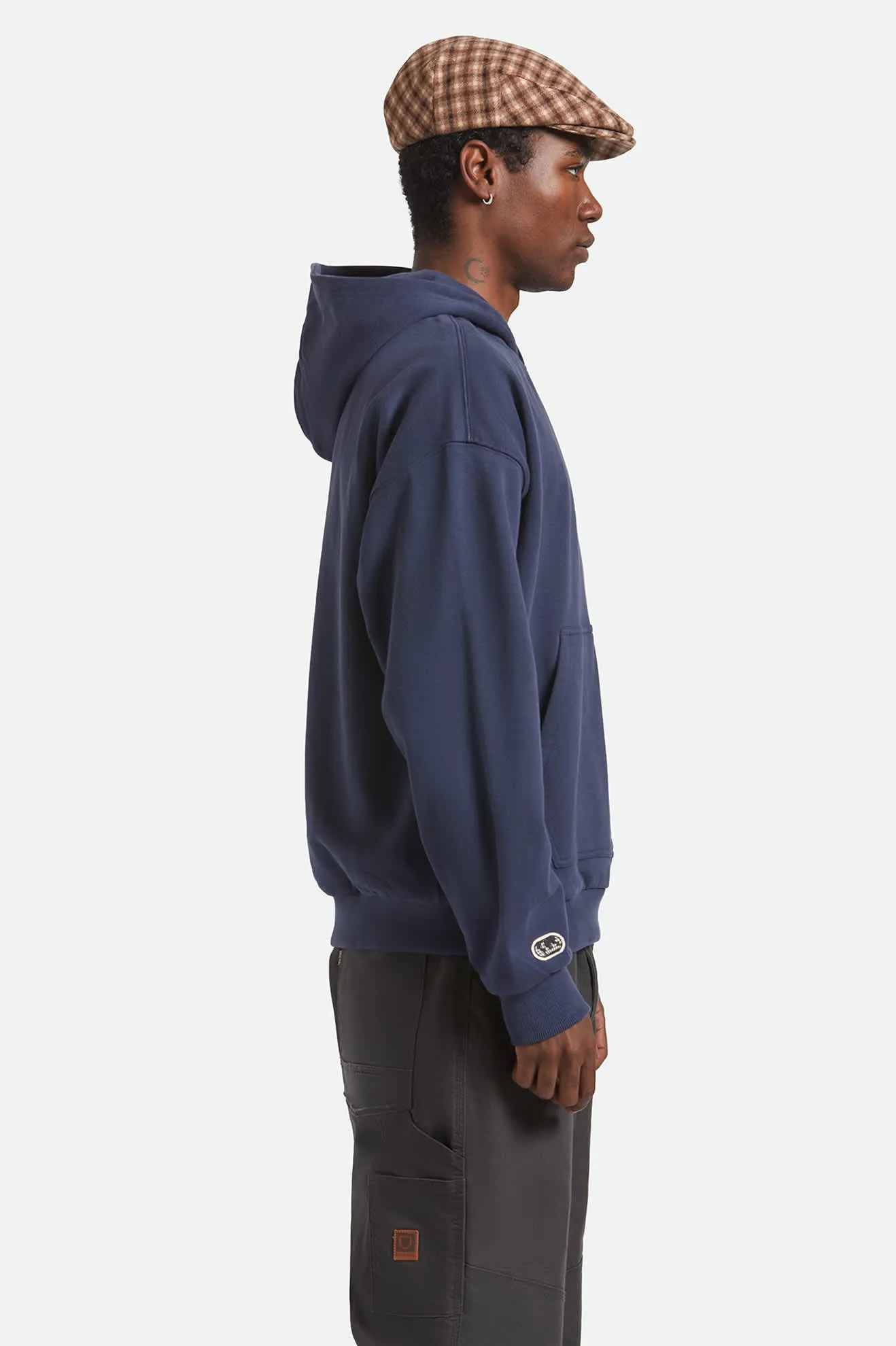 Embroidered Heavyweight Oversized Hoodie - Mood Indigo sold by Brixton product image thumbnail 3