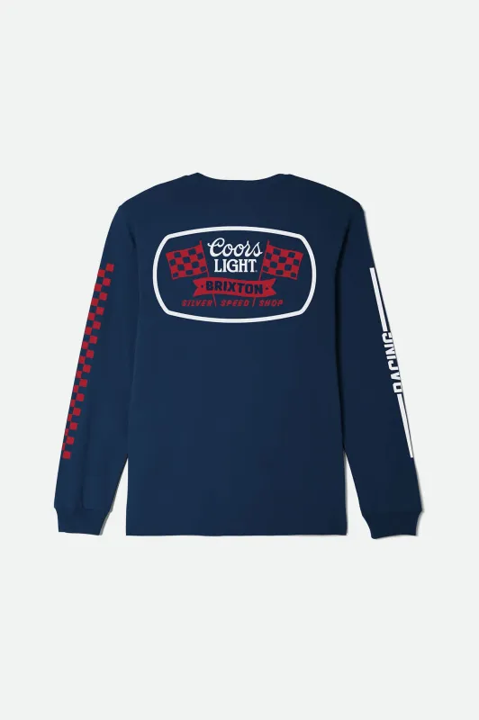 Coors Light Pit Stop L/S Standard T-Shirt - Coors Navy made by Brixton