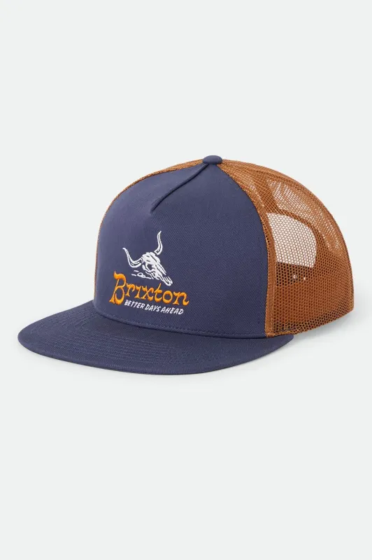 Barren Netplus Trucker Hat - Navy/Brown Sugar sold by Brixton