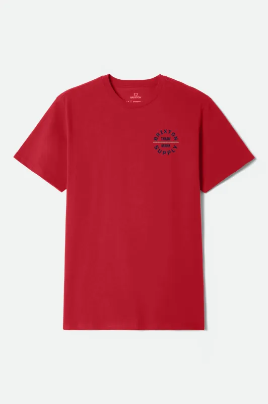 Oath V S/S Standard T-Shirt - Fuji Red/Dark Navy/Sand sold by Brixton