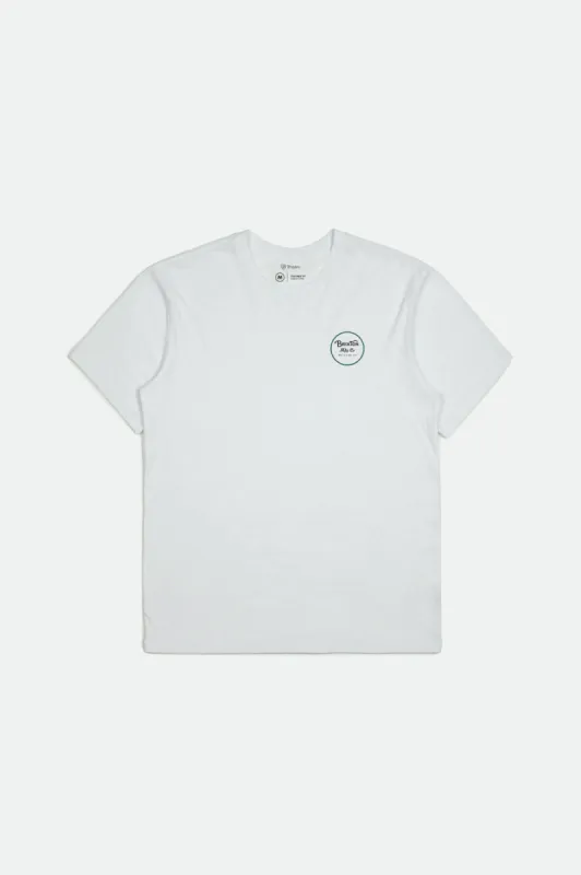 Wheeler II S/S Premium Tee - White/Fern sold by Brixton