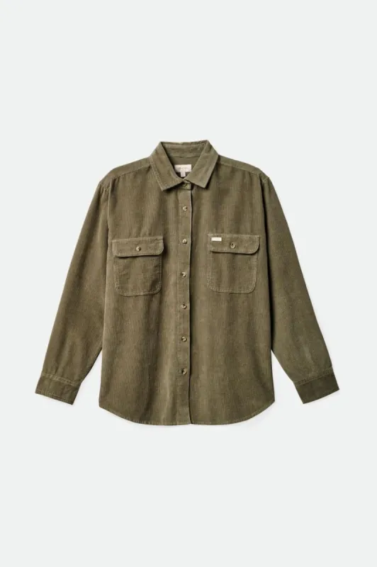 Bowery Boyfriend Corduroy Overshirt - Olive Surplus sold by Brixton