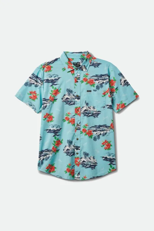 Charter Print S/S Woven - Canal Blue/Paradise sold by Brixton