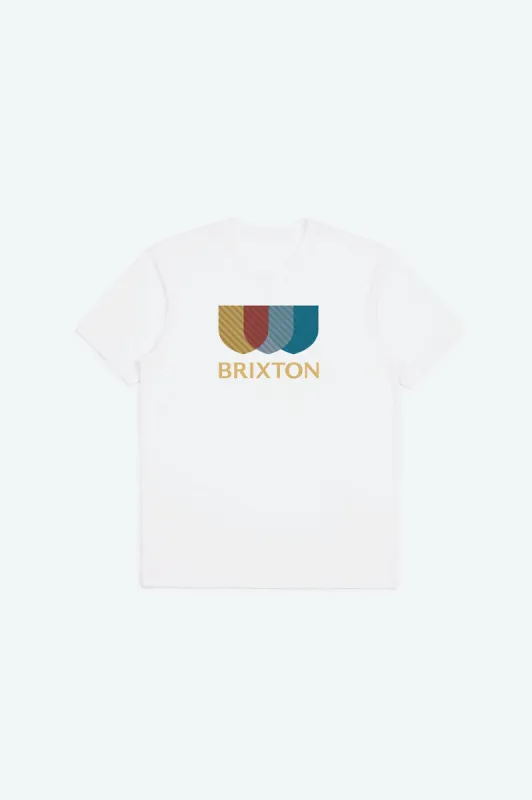 Alton Stripe S/S Standard Tee - White sold by Brixton