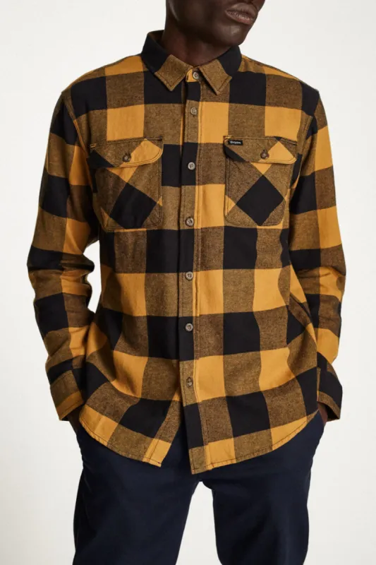 Bowery Lightweight L/S Flannel - Black/Bronze sold by Brixton