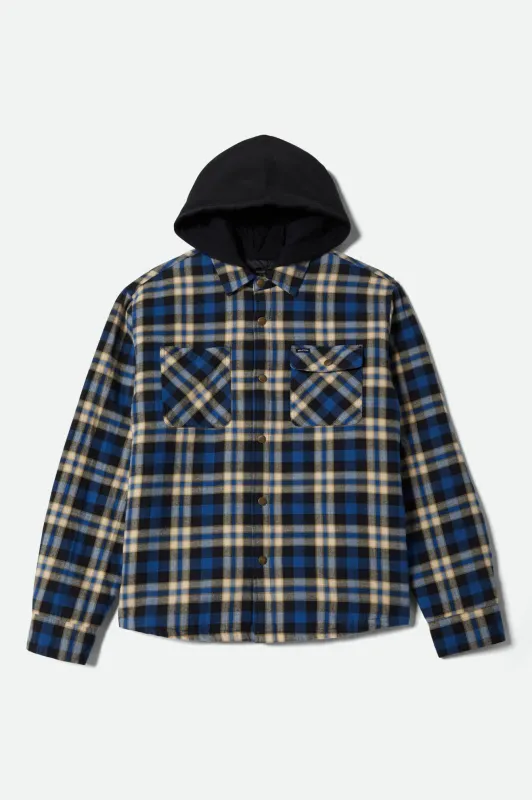 Bowery Quilited Hooded Flannel - Navy/Cream sold by Brixton