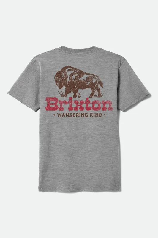 Drifter Short Sleeve Standard T-Shirt - Heather Grey sold by Brixton