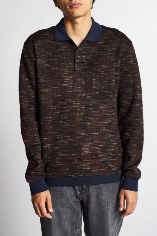 Cypher Polo Sweater - Navy/Maroon sold by Brixton