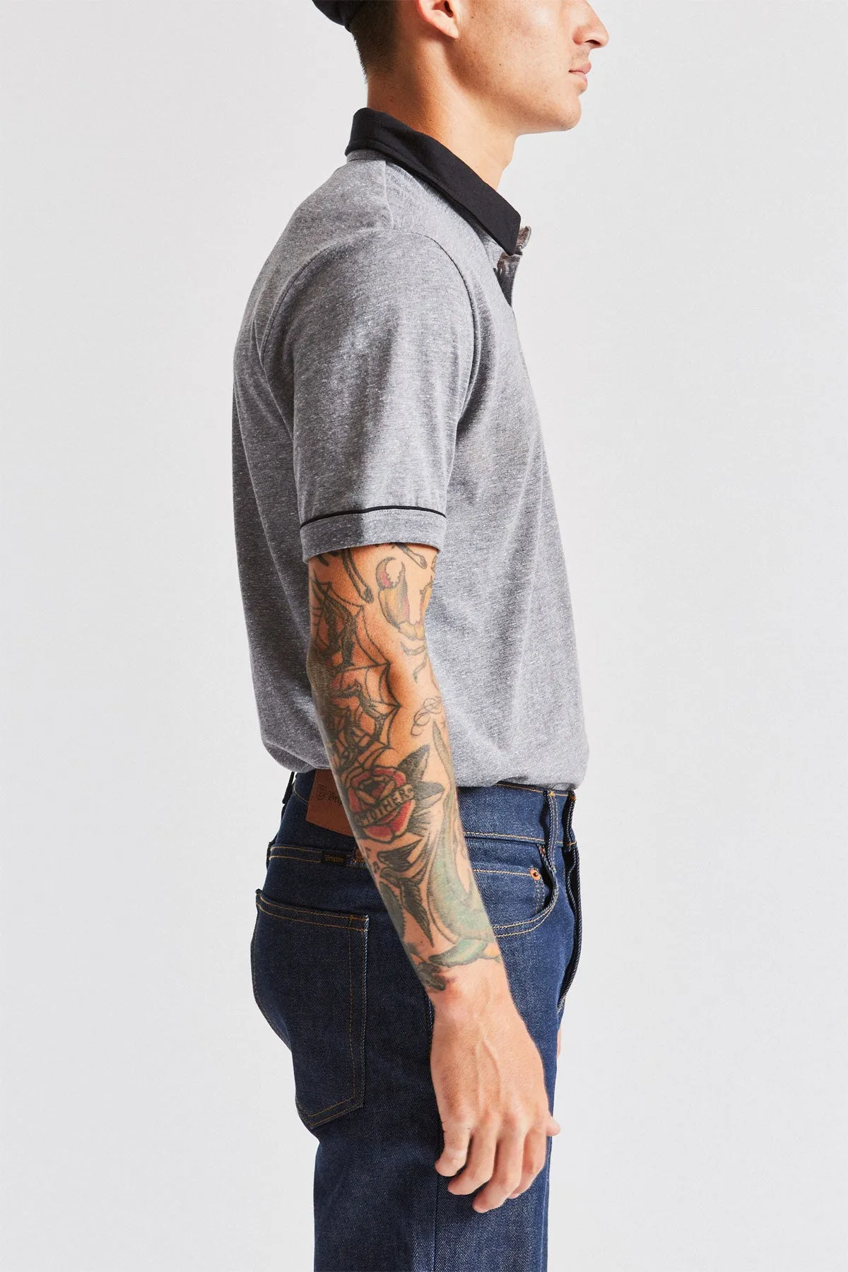 Carlos S/S Polo Knit - Heather Grey/Black sold by Brixton product image thumbnail 4