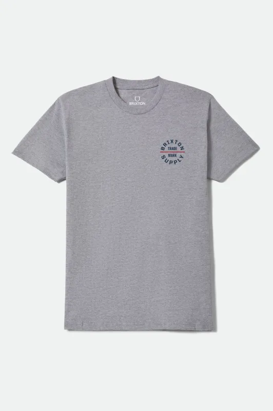 Oath Short Sleeve Standard T-Shirt - Heather Grey/Navy/Red sold by Brixton