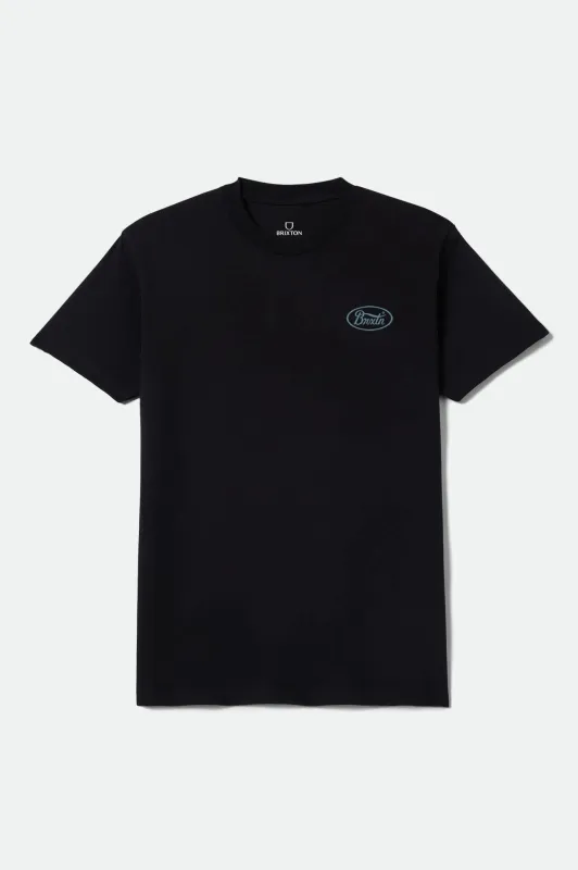 Parsons Short Sleeve Standard T-Shirt - Black/Jade sold by Brixton