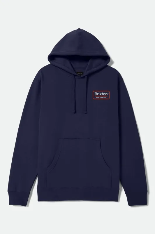 Palmer Hoodie - Classic Navy/Light Grey/Orange sold by Brixton