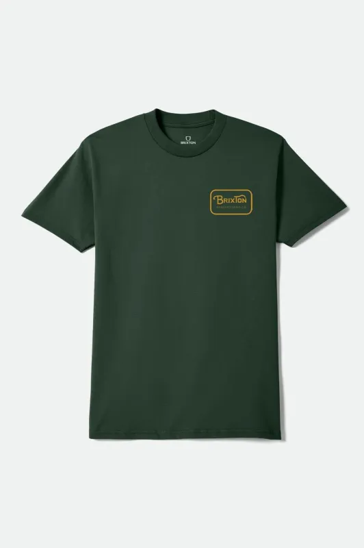 Grade Short Sleeve Standard T-Shirt - Forest Green/Gold sold by Brixton