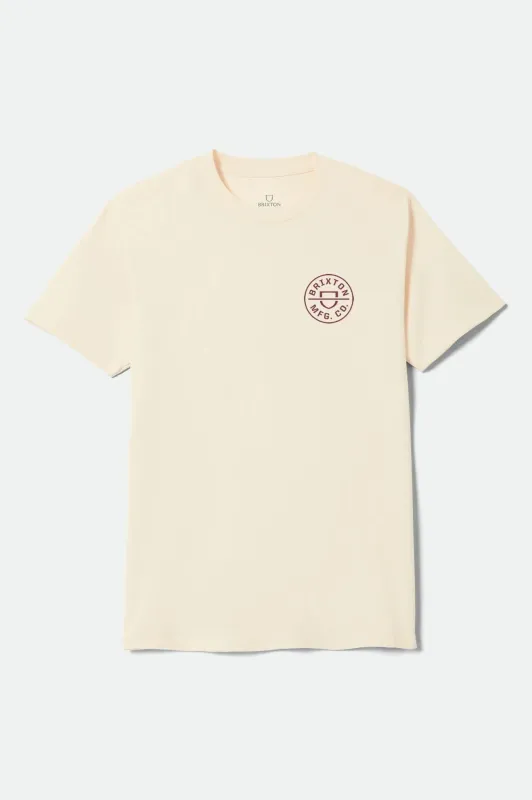 Crest Short Sleeve Standard T-Shirt - Cream/Mahogany sold by Brixton