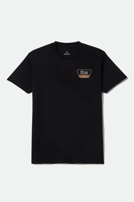 Linwood Short Sleeve Standard T-Shirt - Black/Stone/Rust sold by Brixton