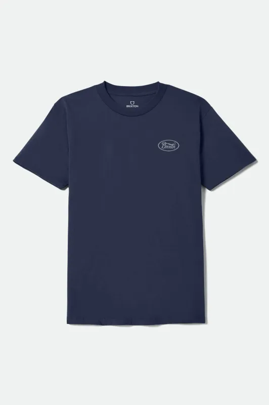 Parsons Short Sleeve Standard T-Shirt - New Navy/Med Grey sold by Brixton