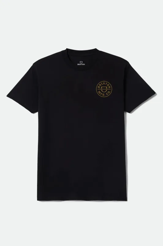 Crest Short Sleeve Standard T-Shirt - Black/Bronze sold by Brixton