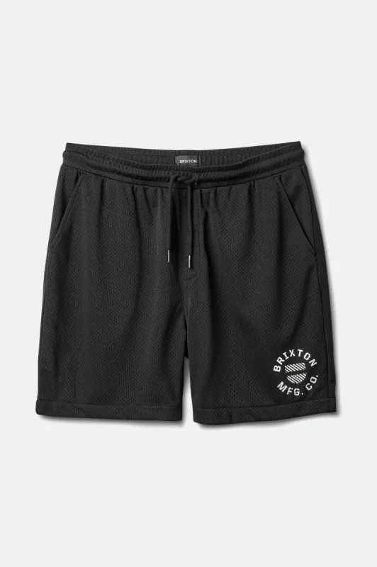 Shield Crest Mesh Short - Black sold by Brixton