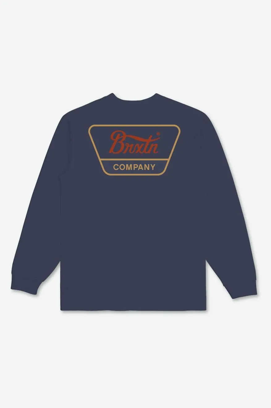 Linwood L/S Tee - Washed Navy/Barn Red/Mustard sold by Brixton product image thumbnail 2